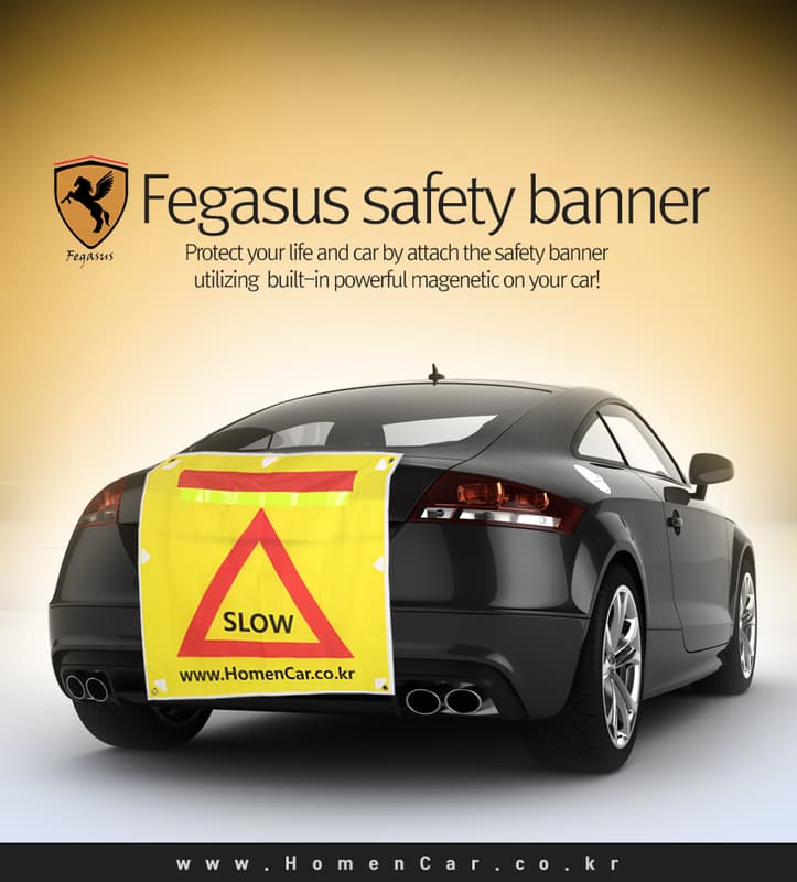 Fegasus magnetic safety banner to support safety triangle